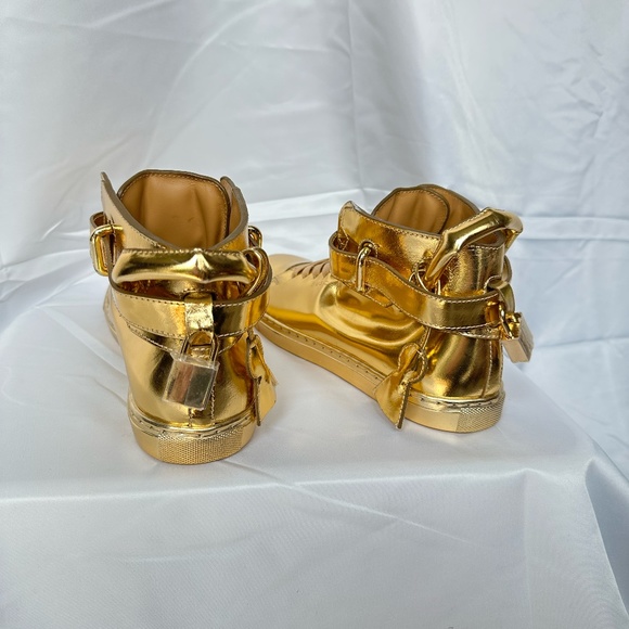 Buscemi 100mm Metallic High-Top Sneaker Gold
